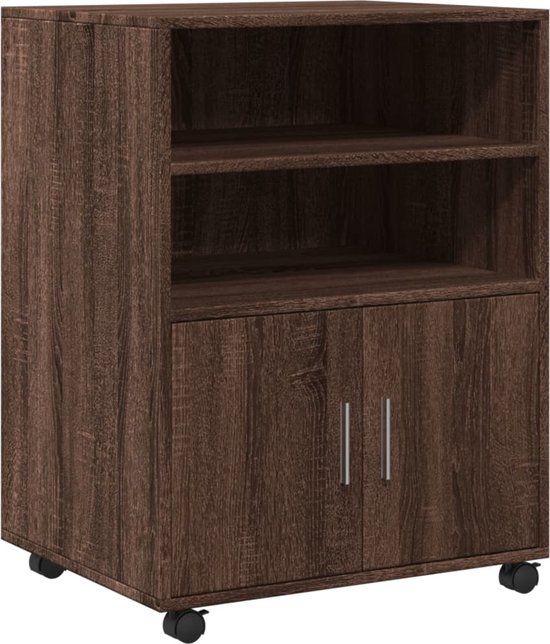 vidaXL Rolkast - 60x48x81 cm - Bewerkt Hout - Bruin Eikenkleur