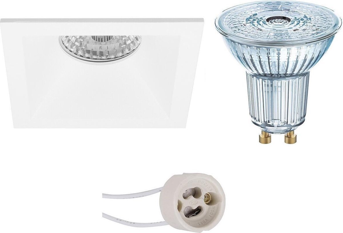 Osram - LED Spot Set - Parathom PAR16 927 36D - Proma Pollon Pro - GU10 Fitting - Dimbaar - Inbouw Vierkant - Mat Wit - 5.5W - Warm Wit 2700K - Verdiept - 82mm