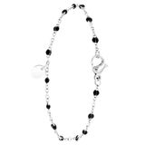 Lucardi Dames Armband graveer ovaal zwart emaille - Staal - Armband - Cadeau - 19 cm - Zilverkleurig