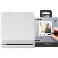 Canon SELPHY QX20 White + Canon XS-20L Photo Paper (20 Sheets)