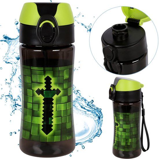 sarcia.eu PIXEL Waterfles met mondstuk VOOR speler GAMER, SCHOOLFLES IN TRITAN voor jongen 450ml