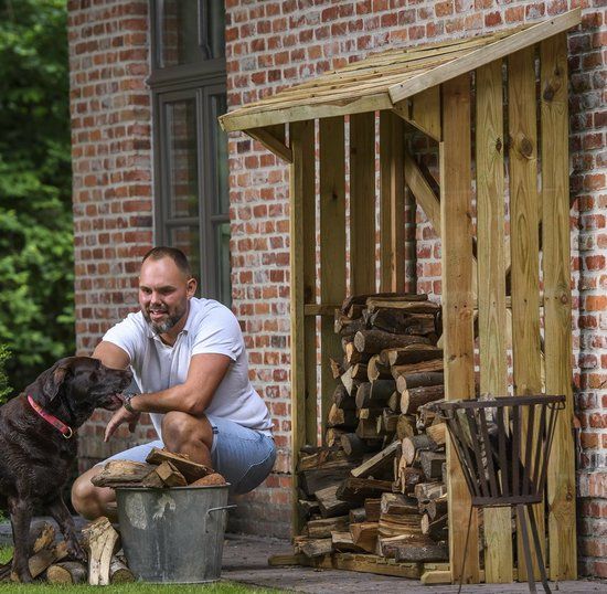 Intergard Houtberging haardhoutberging robuust met vloer 180x180x70cm (zwart)