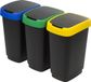 Rotho Twist - Set van 3 Sorteerafvalbakken - 3x 25L - Zwart