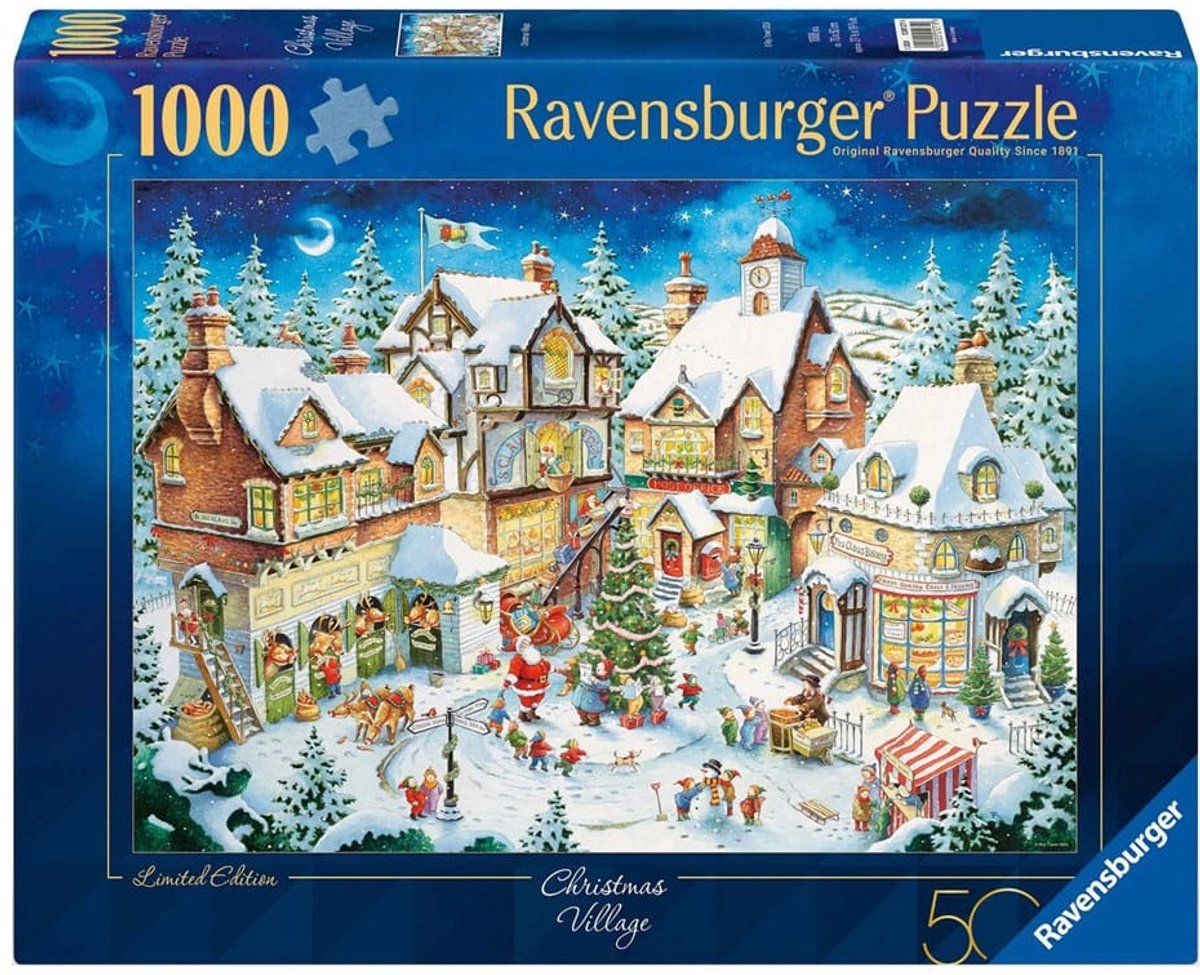 Ravensburger kerstpuzzel 1000 stukjes - legpuzzel kerst winter sfeer.