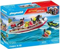 PLAYMOBIL Bateau de pompiers 71464, Jet ski, Héros de l'action, 4+ ans, Avec 2 figurines et chien