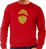 Bellatio Decorations Bellatio Design Foute kersttrui Kerstman goud en glitter - heren - rood - M