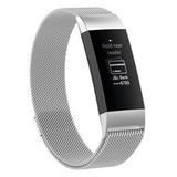 By Qubix Qubix Compatible Fitbit Charge 3 / 4 Milanese Bandje - Small - Zilver