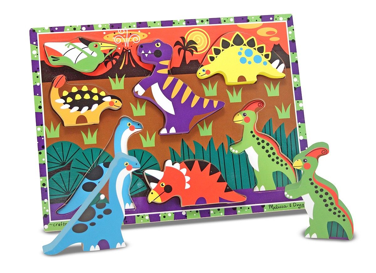 Melissa & Doug Dikke Houten Puzzel - Dinosaurs - Multicolor - 2-4 Jaar