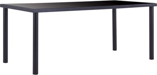 vidaXL Eettafel 180x90x75 cm gehard glas zwart