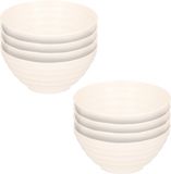 Plasticforte Bols - 8x - blanc ivoire - plastique - 14 x 6,5 cm - bols