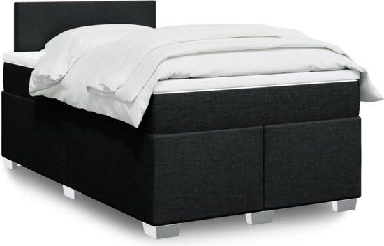 vidaXL Boxspring met matras stof zwart 120x200 cm
