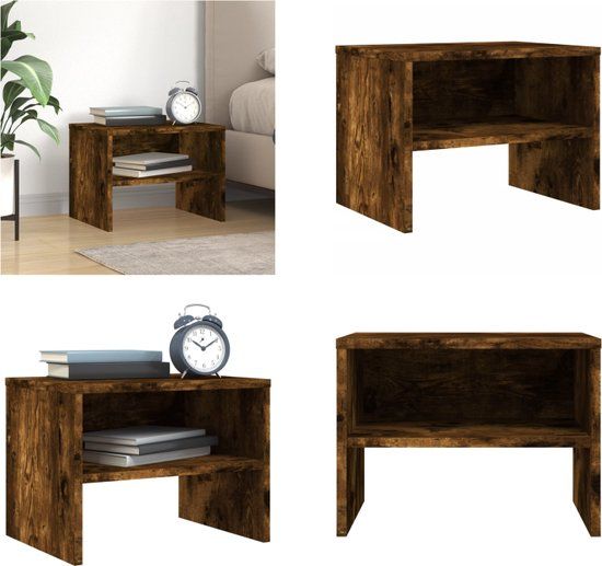 vidaXL Nachtkastje 40x30x30 cm bewerkt hout gerookt eikenkleurig