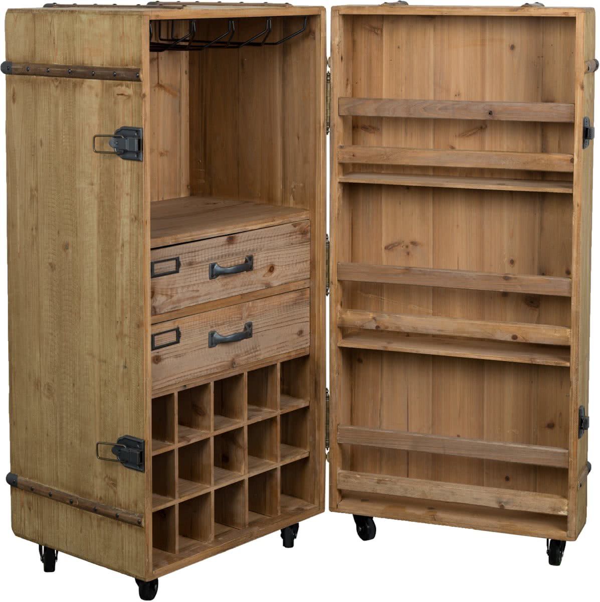 Dutchbone Lico Wijnkast - bruin - hout