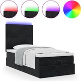 vidaXL Ottomaans bed met matrassen en LED's 90x200cm fluweel zwart