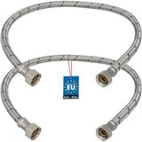 KOTARBAU® 2 Stuks - Flexibele Aansluitslang 3/8" x 3/8" - Flexibele Kraanslang 60 cm - Sanitaire Aansluitslang - Flexibele Verbindingsslang - Aansluitslang Armatuur - met Roestvrijstalen Vlechtwerk