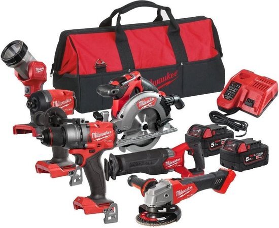 Milwaukee M18 FPP6E3-502B 6-delige FUEL™ Combiset (2x M18 B5 Accu) In Transporttas