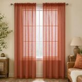 Gebrande KOUFALL Gebrande oranje gordijnen voor woonkamer, semi-transparante raamgordijnen, Boheemse stijl, slaapkamerdecoratie, 132 x 248 cm lang, roestige bakstenen, terracotta