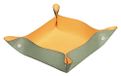 RHODIA 194592C - Vide-Poche Réversible Céladon - 12x12x4,5 cm - Piqûres Sellier Orange, Coins Aimantés - Simili Cuir-Collection Home Office Rhodiarama - Organisation de Bureau & Rangement Design