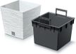 Prosperplast Plantenpot/bloempot Furu Stripes - voor buiten - kunststof - wit - vierkant - D29.5 x H29 cm