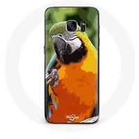 Maniacase Etui voor Samsung Galaxy S6 Edge Aras Papegaai Oranje Groen