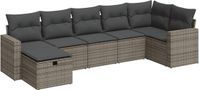 vidaXL 7-delige Loungeset met kussens, polyrattan, grijs