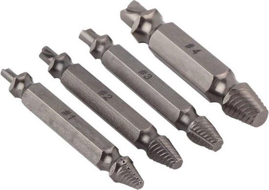 Go Go Gadget Schroef Verwijder Set - Universeel - 4 Stuks - Gehard Staal - Zilver