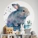 Lapin Sticker Mural Rond / Cercle Enfants - Diamètre 100 Cm - Adhésif Mat