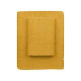 zer0bed, Badhanddoeken paars, set van 2 badhanddoeken, gezichtsdoek, bidethanddoek, effen, geel, 100% katoen, set van 2 stuks