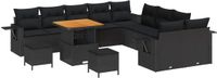 vidaXL Tuinbank Set Zwart Polyrattan