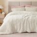 Famanu – Pluche dekbedovertrek 135 x 200 cm flanel winterset met kussensloop wit crème