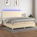Maison Exclusive - Boxspringbed met matras en LED-verlichting, crème kleur, 200x200 cm, textiel