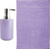 MSV Badkamer Droogloopmat Milano 40 x 60 cm Lila Paars met Zeeppompje