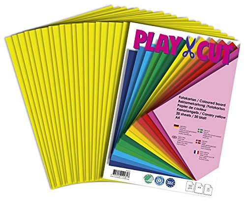 PLAY-CUT Fotokarton, A4, 300 g/m2, kanariegeel, 20 vellen, effen kleur