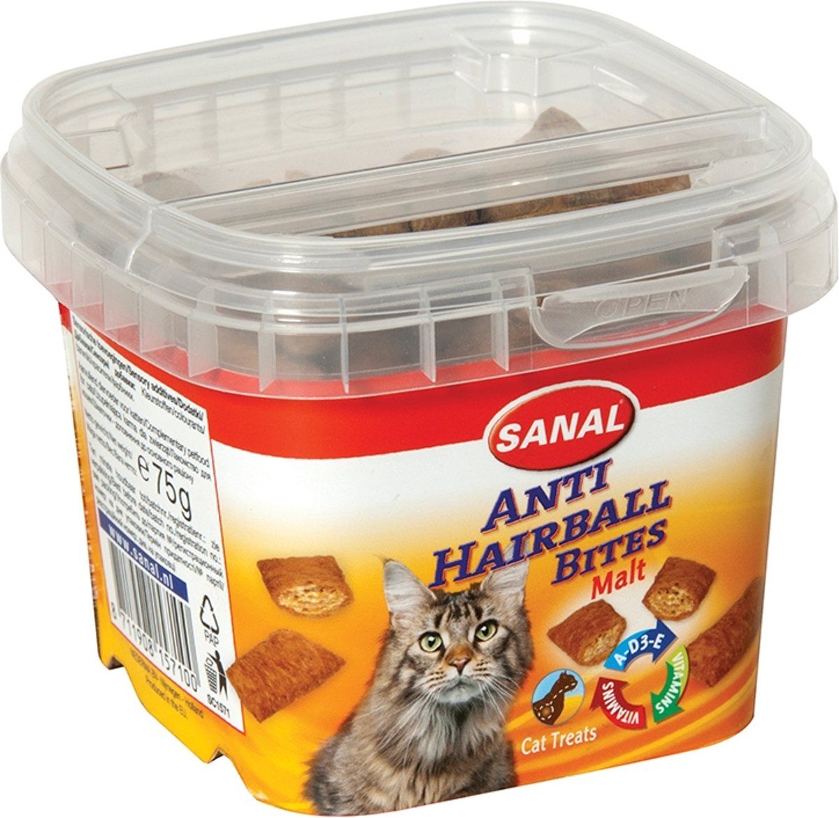 SANAL Anti-Hairball Bites - Kattensnack - 3 x 75 g