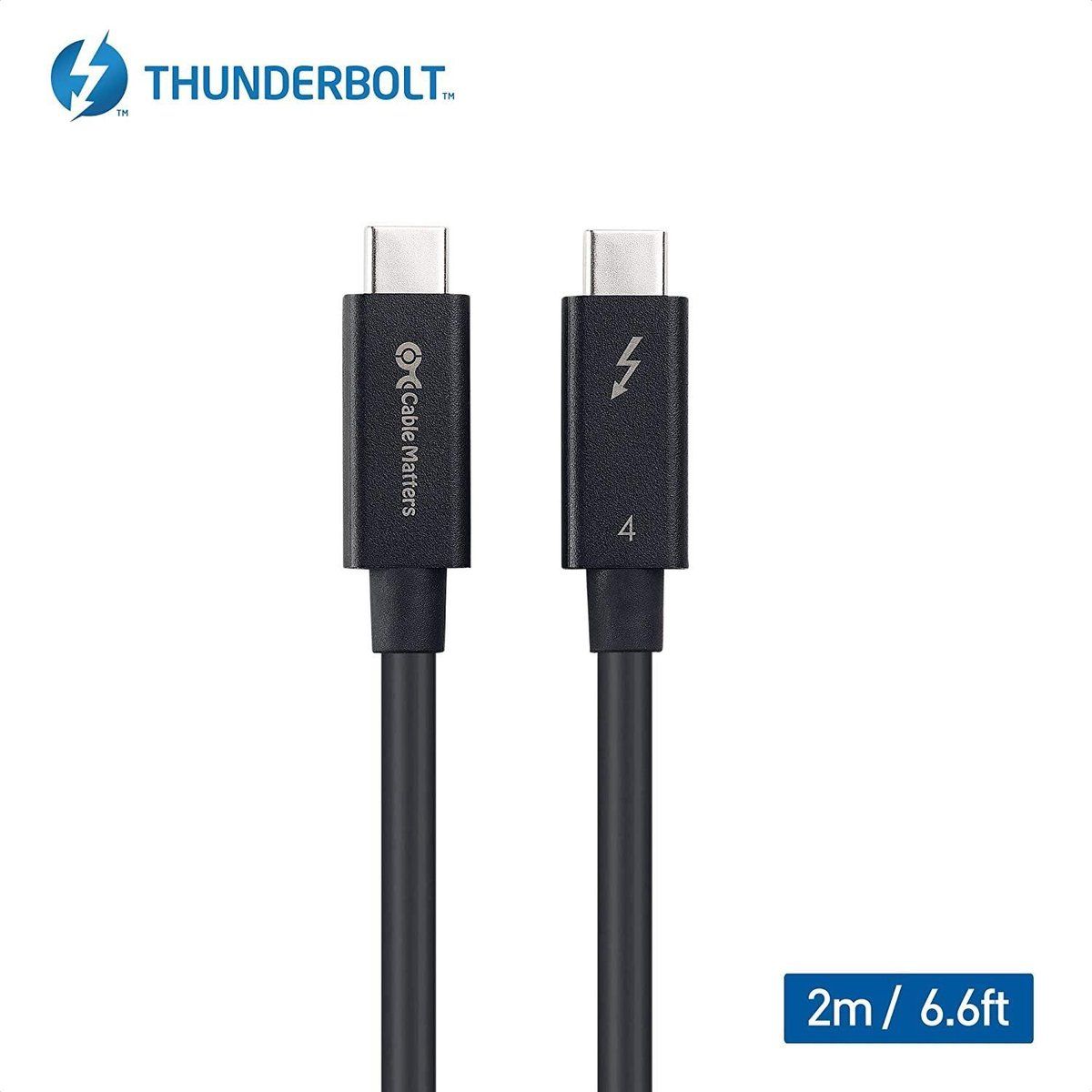Cable Matters 107032-BLK-0.8m Thunderbolt 4 kabel - 40 Gbps - Intel gecertificeerd - 100 W - 80 cm - Zwart