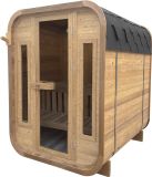 AXI Kubus Buitensauna - Houten Sauna voor 2-4 Personen – 189 x 155 x 210 cm - Thermisch Behandeld Vurenhout – Deur & Ramen van Gehard Veiligheidsglas – Wellness in eigen tuin - Excl. Saunakachel