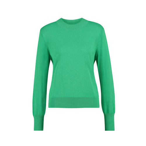 Expresso Expresso fijngebreide trui met open detail groen
