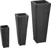 vidaXL Plantenbakken verhoogd 3 stuks poly rattan zwart