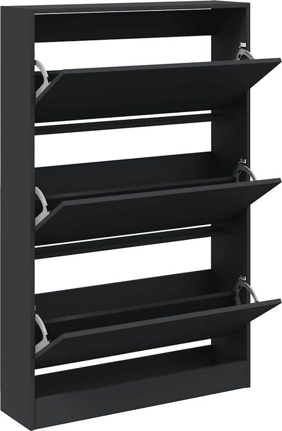 vidaXL Schoenenkast 80x21x125,5 cm bewerkt hout zwart