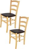 t m c s Tommychairs Venice - Eetkamerstoelen - Set van 2 - Naturel & Moka - Stof & Hout
