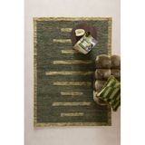 Studio LIVIT Ash 230x160 cm hoogpolig rechthoekig jute gestreept vloerkleed - donkergroen/groen
