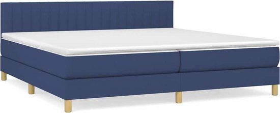 vidaXL Boxspring met matras stof blauw 200x200 cm