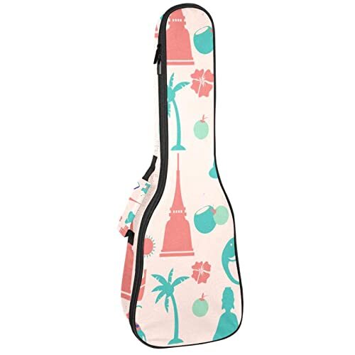 Mersov Tenor Ukulele Gigbag Waterdichte Ukelele Case Gewatteerde Rugzak, Geweldig voor Sopraan Concert (21/23/24") Roze Modern Thais Olifant Patroon