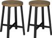 Huis-tuin tabouret - Set van 2 - Eetkamerstoel - Keuken - Industrieel - Bruin - Metaal - Hout - 29,5 x 29,5 x 46 cm