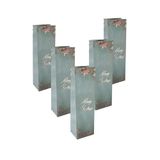 SIGEL GT125 Geschenktas fles - blauw/koper - kerststerren - met bodeminzet en bijpassende zijden linten grepen - kunststof, wit karton - 10 x 35 x 8 cm, 5 stuks
