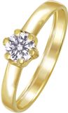 Lucardi Dames ring met zirkonia - Ring - Cadeau - 14 Karaat Goud - Geelgoud