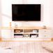 StarTech TV-meubel - Modern tv-kastje - 1 deur - 2 lades - 4 open vakken - Massief hout in wit en houtkleur - 140 x 30 cm