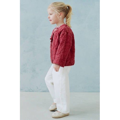 Mango Kids katoenen quilted jas met borduursels - rood