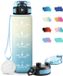 Unyqoos® Bouteille d'eau pour enfants motivante sans fuite de 500 ml avec marqueur de temps et filtre - Bleu blanc