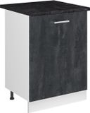 Vicco Keukenonderkast R-Line, Zwart beton/Wit, 60 cm met 1 deur antraciet werkblad